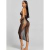 Bondara Flirt Bondara Flirt Fishnet Crisscross Halter Dress Black Sexy Lingerie For Women