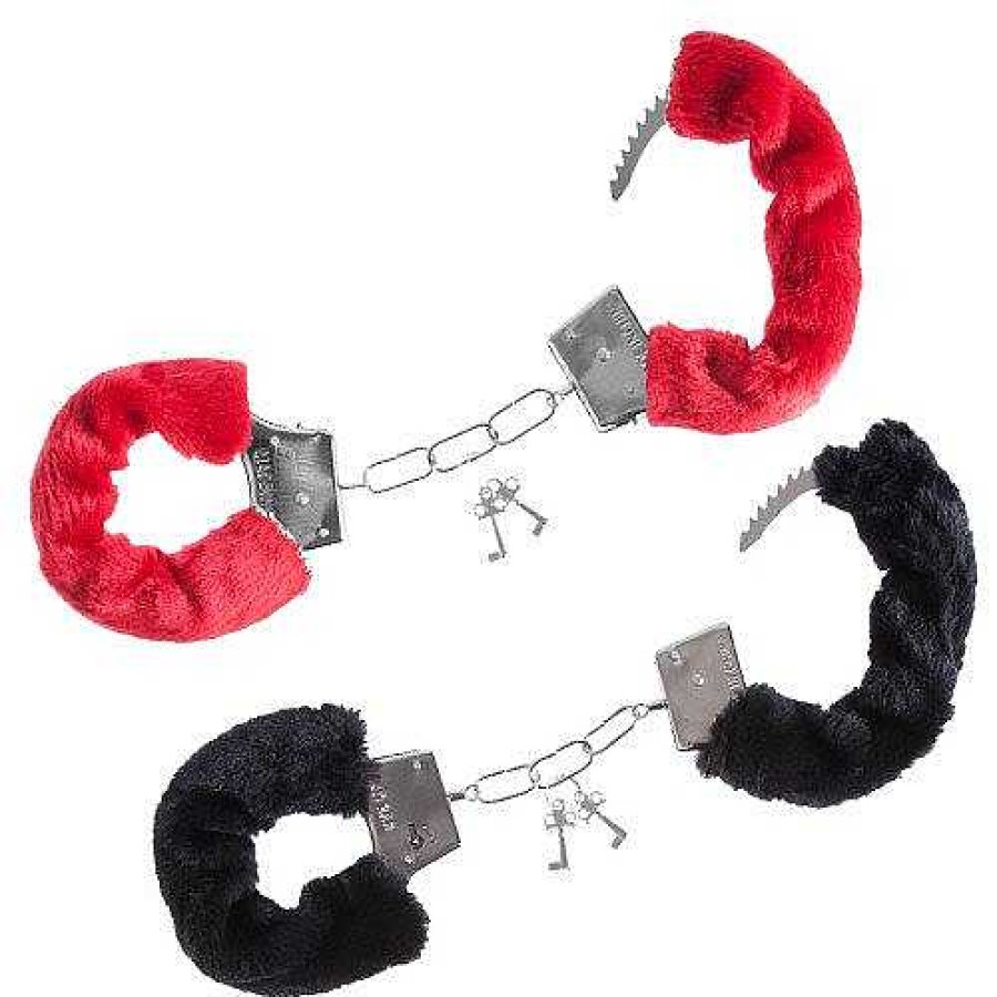 Bondara Bondara Love Locker Furry Handcuffs Black Or Red Sex Toys For Couples