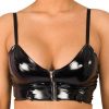 Bondara Siren Bondara Siren Pvc Zip-Up Cami Crop Top Black Fetish Clothing