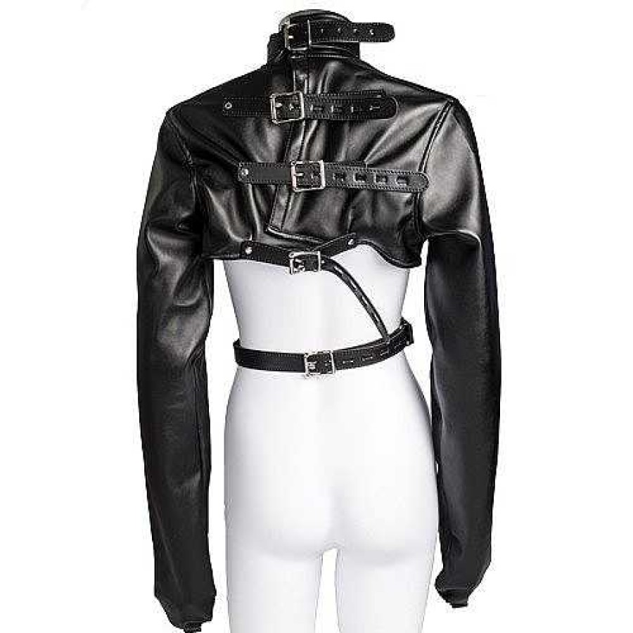 Bondara Bondara Faux Leather Cropped Straitjacket Black Bondage Restraints & Handcuffs