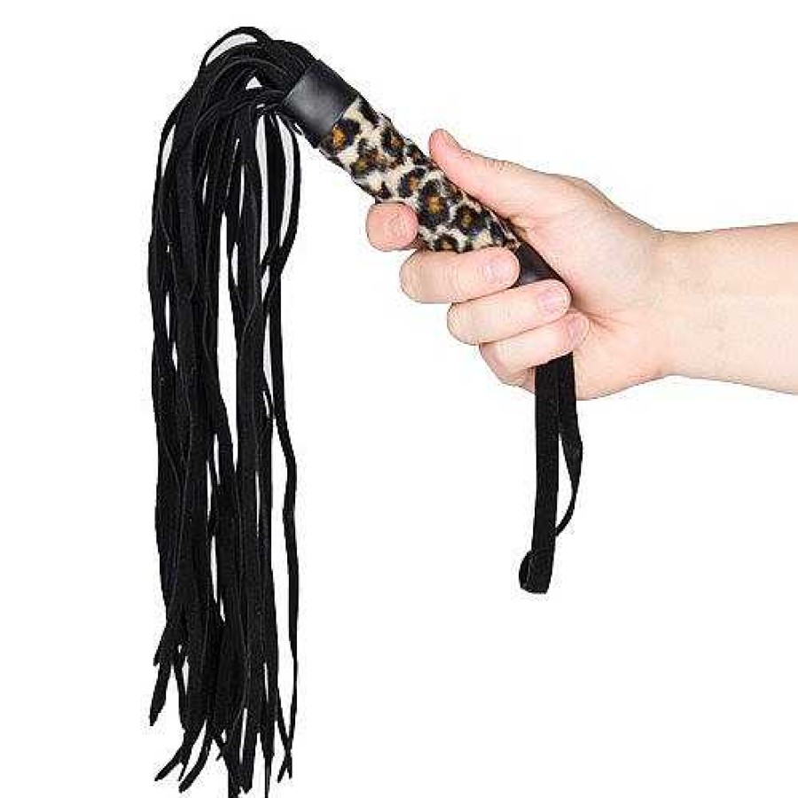 Bondara Bondara Leopard Print Faux Fur Flogger - 15.5 Inch Black,Cream And Brown Floggers, Whips & Ticklers