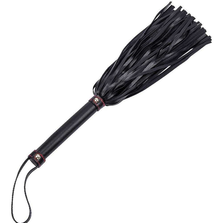 Bondara Bondara Contrast Stitch Faux Leather Flogger - 15.5 Inch Black Floggers, Whips & Ticklers