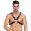 Bondara Edge Bondara Edge Men'S Faux Leather Studded O-Ring Chest Harness Black Fetish Clothing