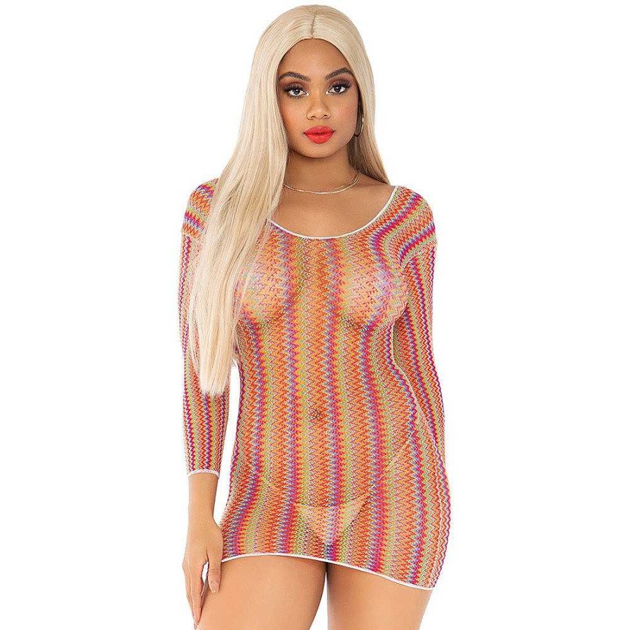 Pride Shop Leg Avenue Zigzag Mesh Mini Dress Rainbow Sexy Clothing