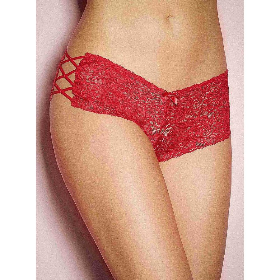 Bondara Belle Bondara Belle Plus Size Strappy Side Panty Red Sexy Plus Size Lingerie