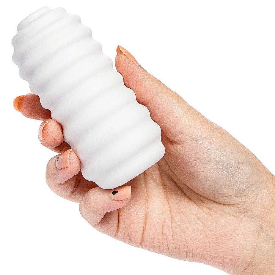 Bondara Bondara Groovy Grip Neutral Masturbator - 4.25 Inch White Male Sex Toys