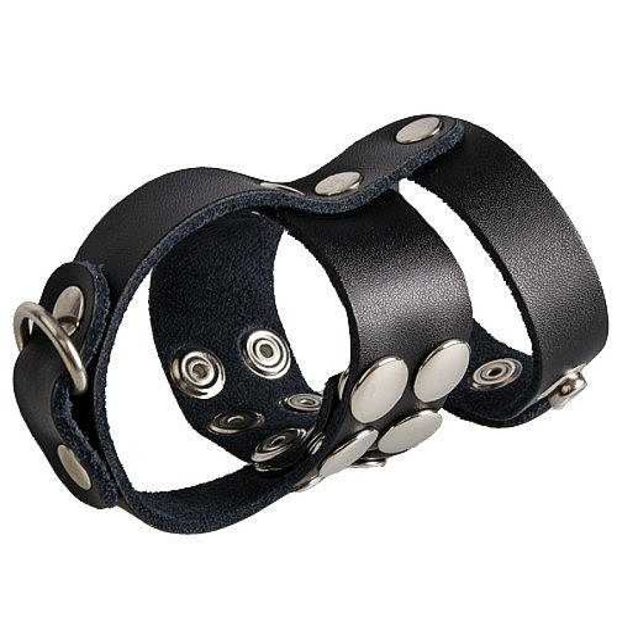 Bondara Bondara Ball Buster Faux Leather Cock Strap & Ball Separator Black Bondage Equipment