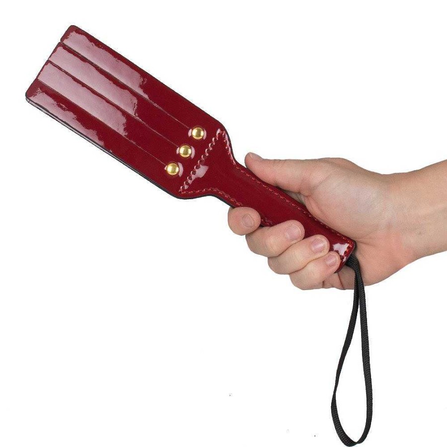 Bondara Bondara Double Sided Faux Leather Tawse Paddle - 9 Inch Red Floggers, Whips & Ticklers