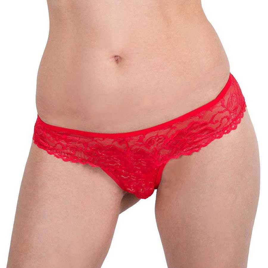 Bondara Flirt Bondara Flirt Lace Crotchless Thong Red Sexy Lingerie For Women