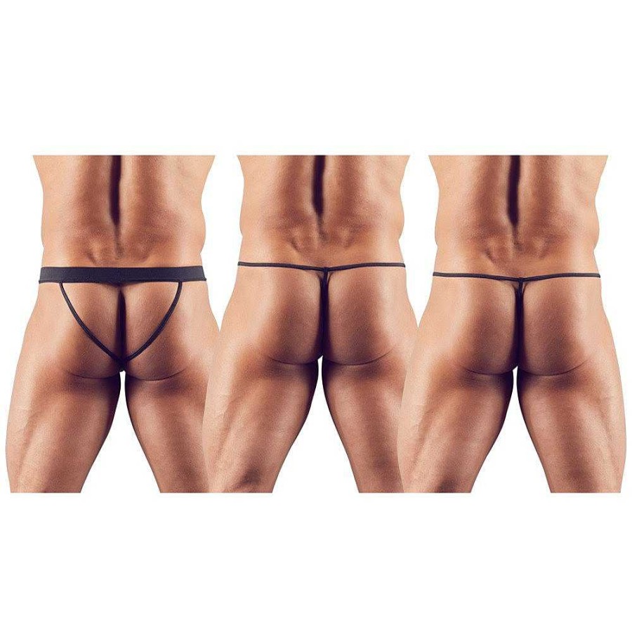 Bondara Svenjoyment Wet Look 3 Pack Jock Strap & G-Strings Black And Wet Look Fetish Clothing