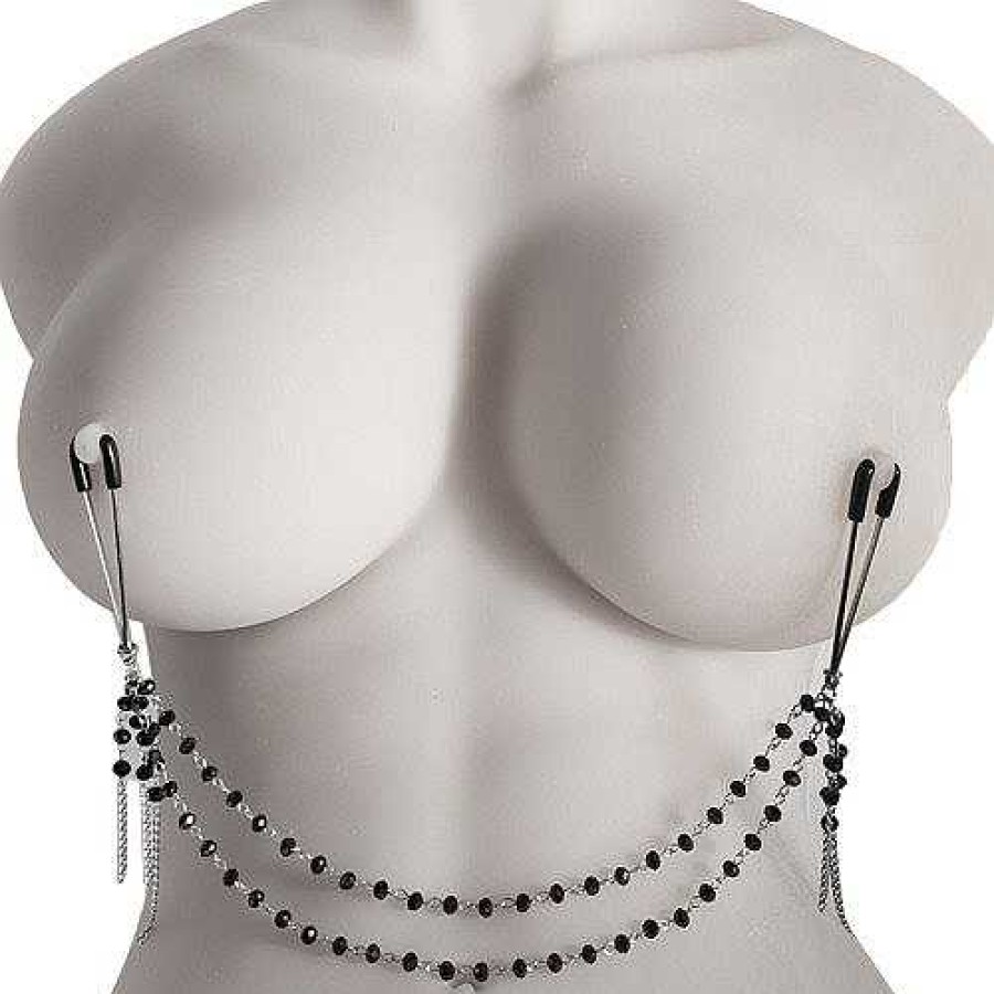 Bondara Onyx Beaded Chain Sliding Nipple Clips Nipple Toys & Clit Toys