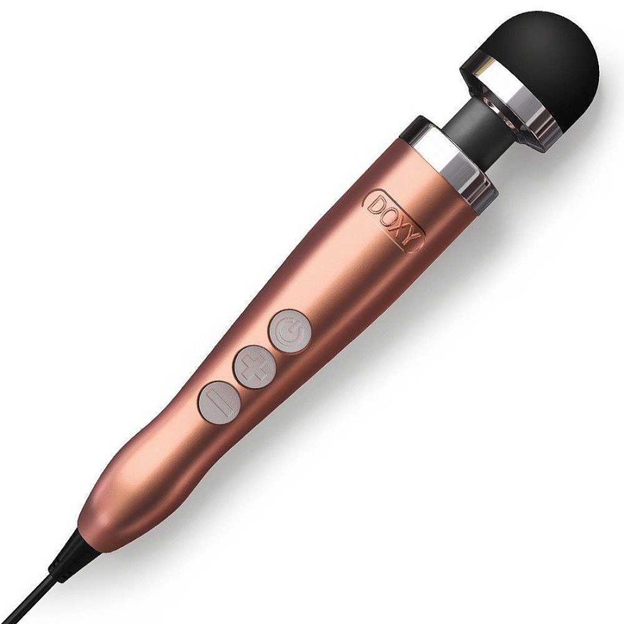 Doxy Doxy Die Cast 3 Rose Gold Wand Vibrator Rose Gold Body, Black Head Vibrators