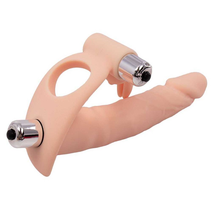 Bondara Bondara Dual Penetration Vibrating Strap-On - 6.5 Inch Light Tone Anal Toys