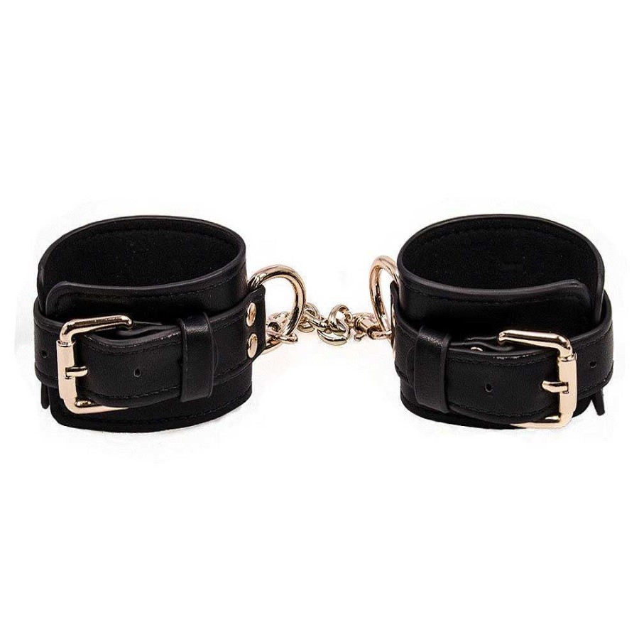 Luxe Bondara Luxe Gilded Cage Faux Leather Ankle Cuffs Black Bondage Restraints & Handcuffs