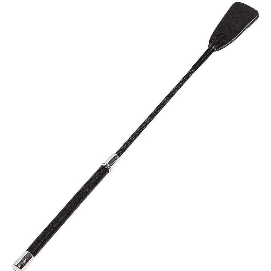 Bondara Bondara Luxe Suspense Faux Leather Slapper Riding Crop - 21 Inch Black And Red Floggers, Whips & Ticklers