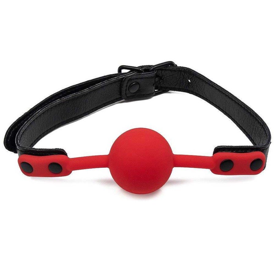 Bondara Bondara Red 45Mm Silicone Ball Gag Red And Black Ball Gags & Mouth Gags