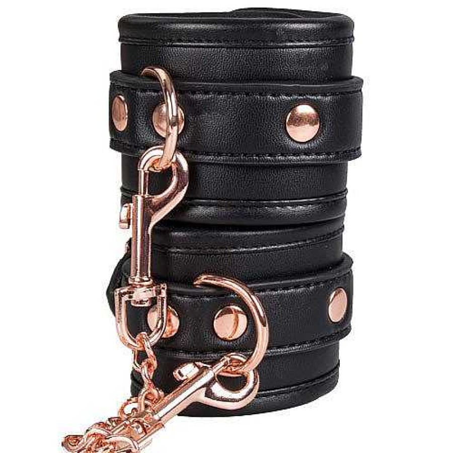 Bondara Boutique Bondara Bound Rose Gold Faux Leather Handcuffs Black And Rose Gold Bondage Restraints & Handcuffs