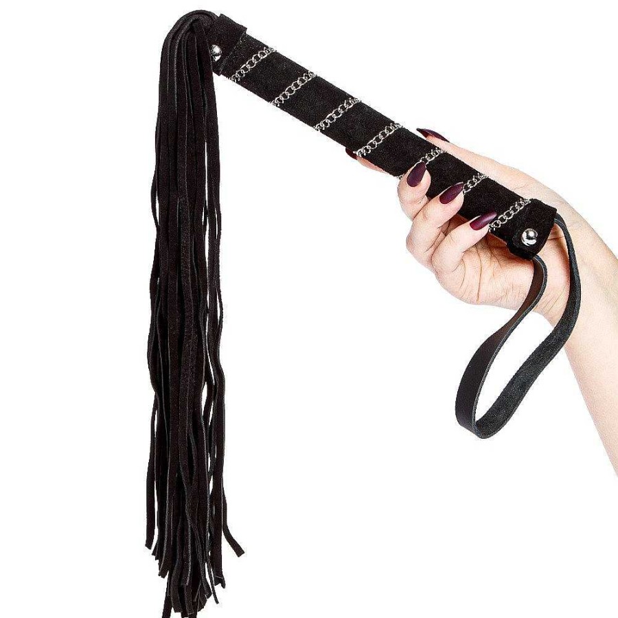 Bondara Bondara Luxe Respect Suede Flogger - 22 Inch Black Floggers, Whips & Ticklers