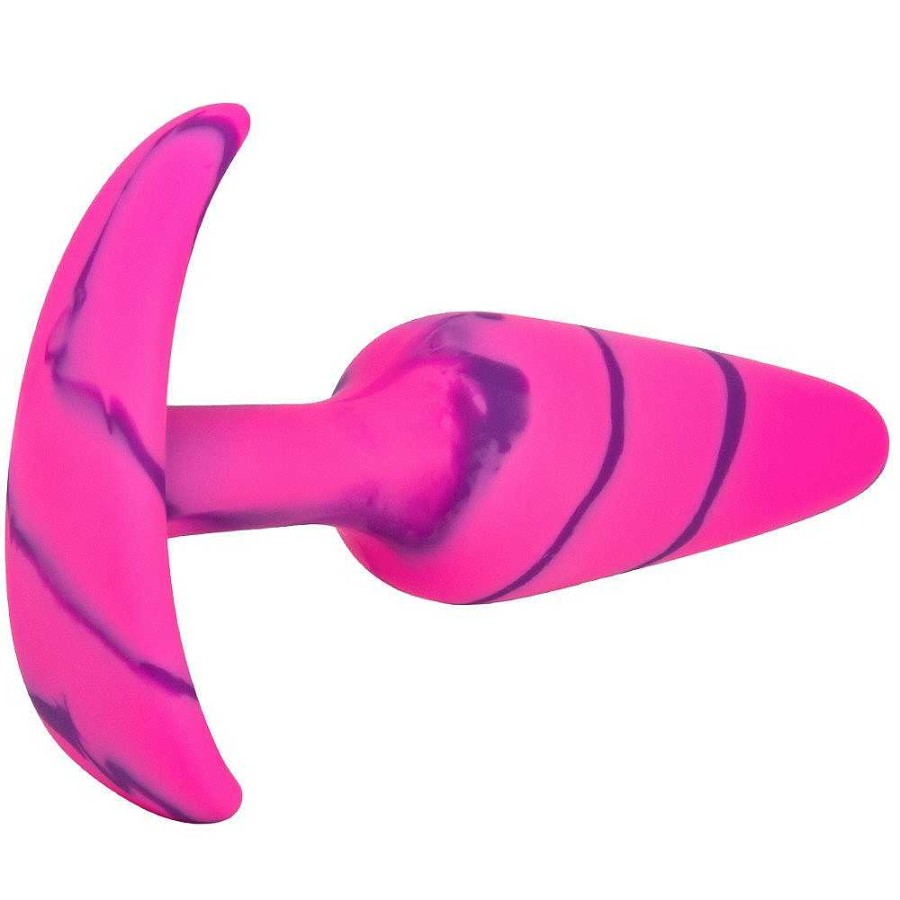 Bondara Mon Amour Pink Marble Silicone Butt Plug - 4, 4.8, Or 5.8 Inch Pink And Purple Marble Butt Plugs