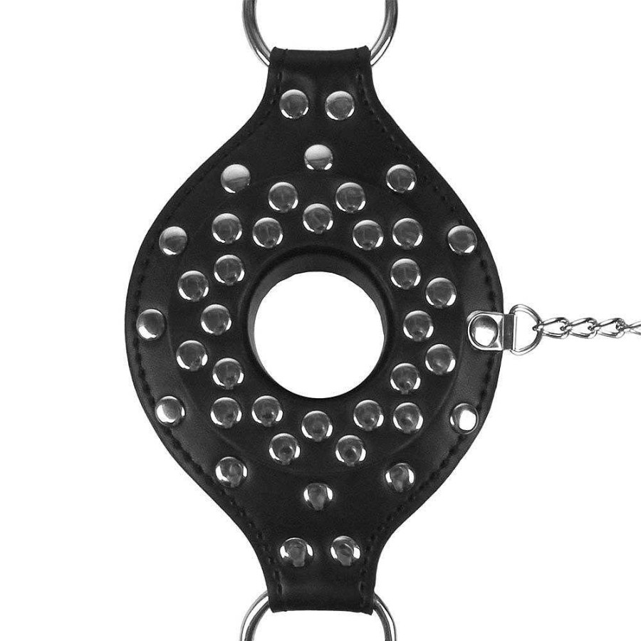 Bondara Ouch! Open Mouth Gag With Plug Stopper Black And Silver Ball Gags & Mouth Gags