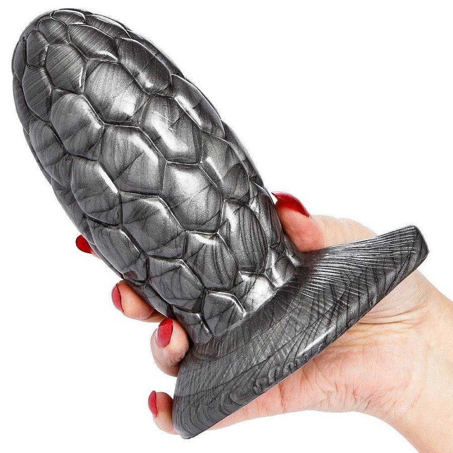 Bondara The Dragon'S Egg Monster Butt Plug - 6.5 Inch Dark Silver Anal Toys