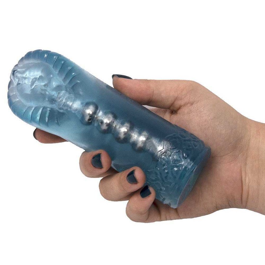 Bondara Pussy And Arse Super Beaded Blue Masturbator Ocean Blue Male Sex Toys