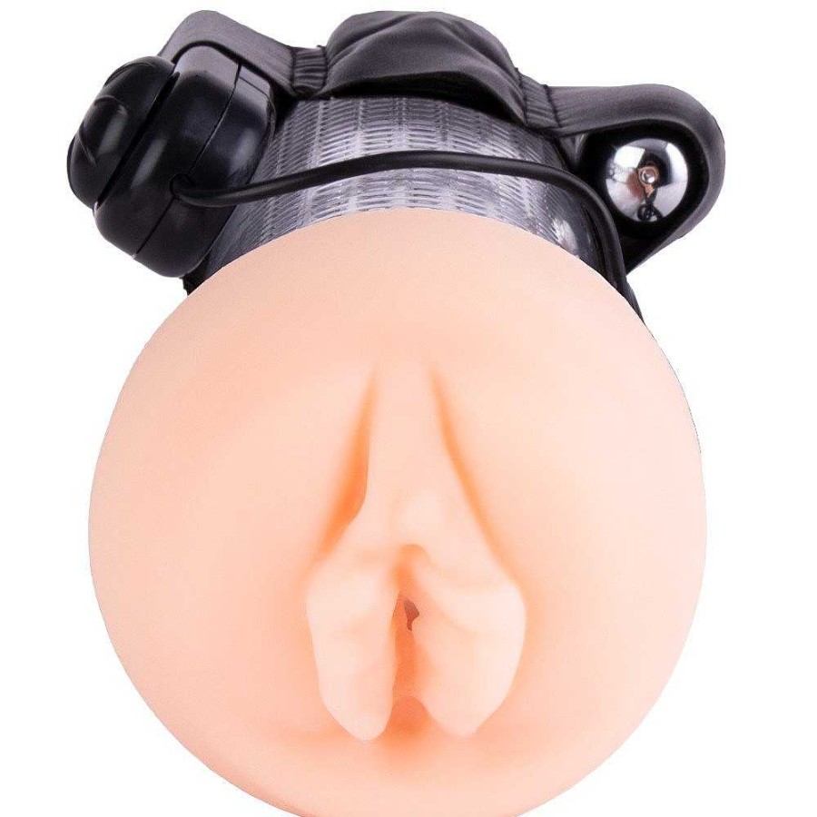 Bondara Bondara Xxl Plus Realistic Pussy Vibrating Penis Pump Clear And Black Male Sex Toys