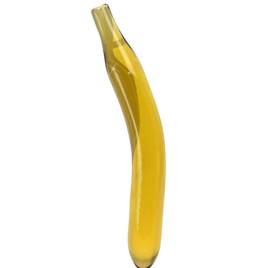 Glacier Glacier Glass Juicy Fruit Banana Dildo - 7 Inch Yellow Dildos