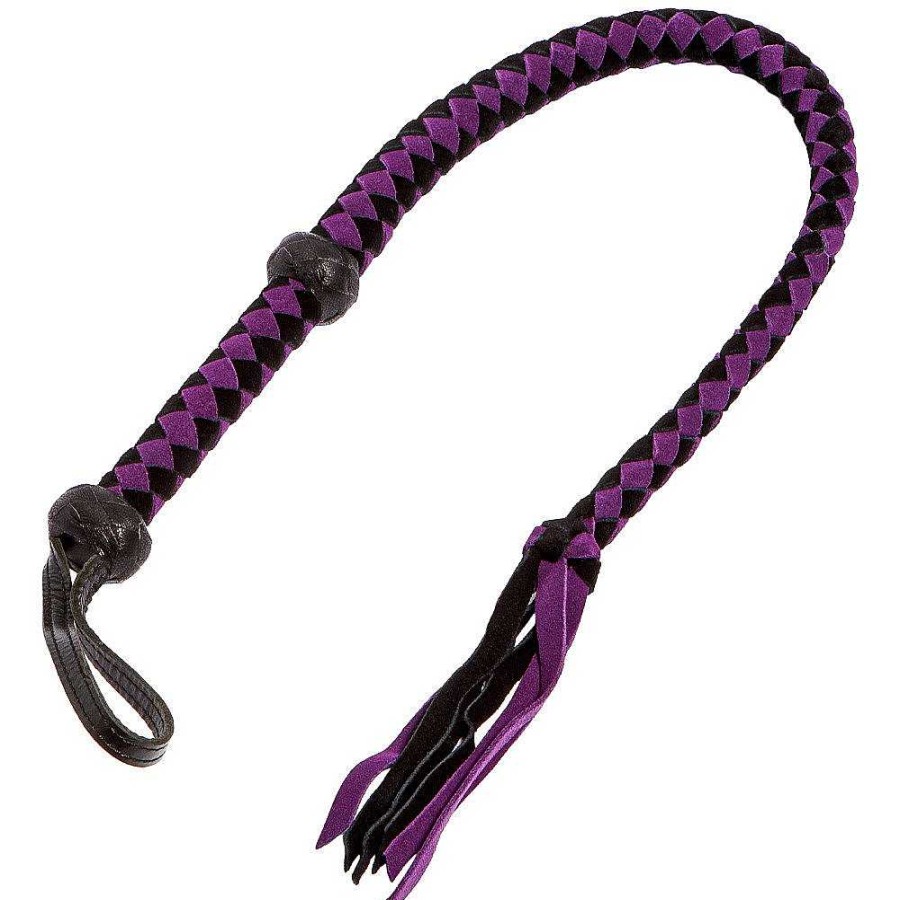 Bondara Bondara Luxe Harlequin Suede Purple & Black Bull Whip - 31 Inch Black And Purple Floggers, Whips & Ticklers