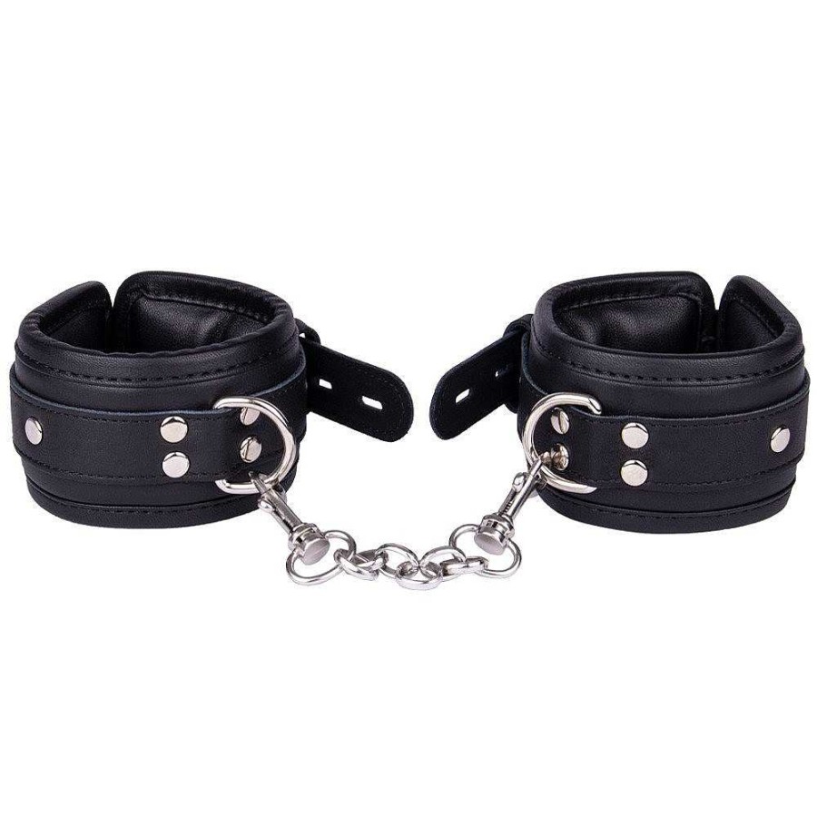 Luxe Bondara Luxe Erotica Leather Lockable Ankle Cuffs Black Bondage Restraints & Handcuffs