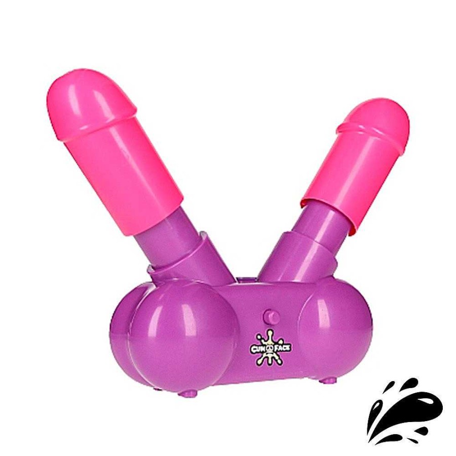 Bondara Cum Face Duel Pump Action Penis Game Purple And Pink Adult Gifts & Games