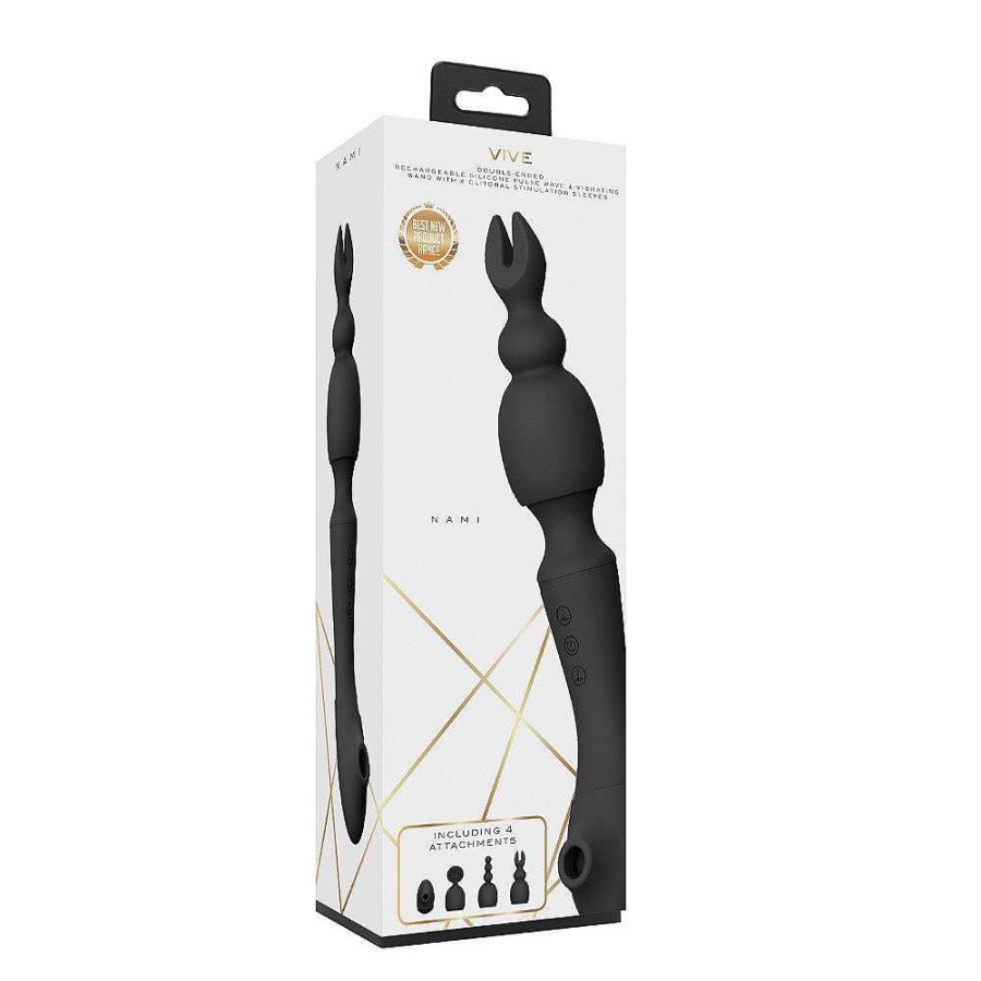 Bondara Vive 20 Function G-Spot Pulsator & Wand Vibe With 4 Attachments Black Vibrators