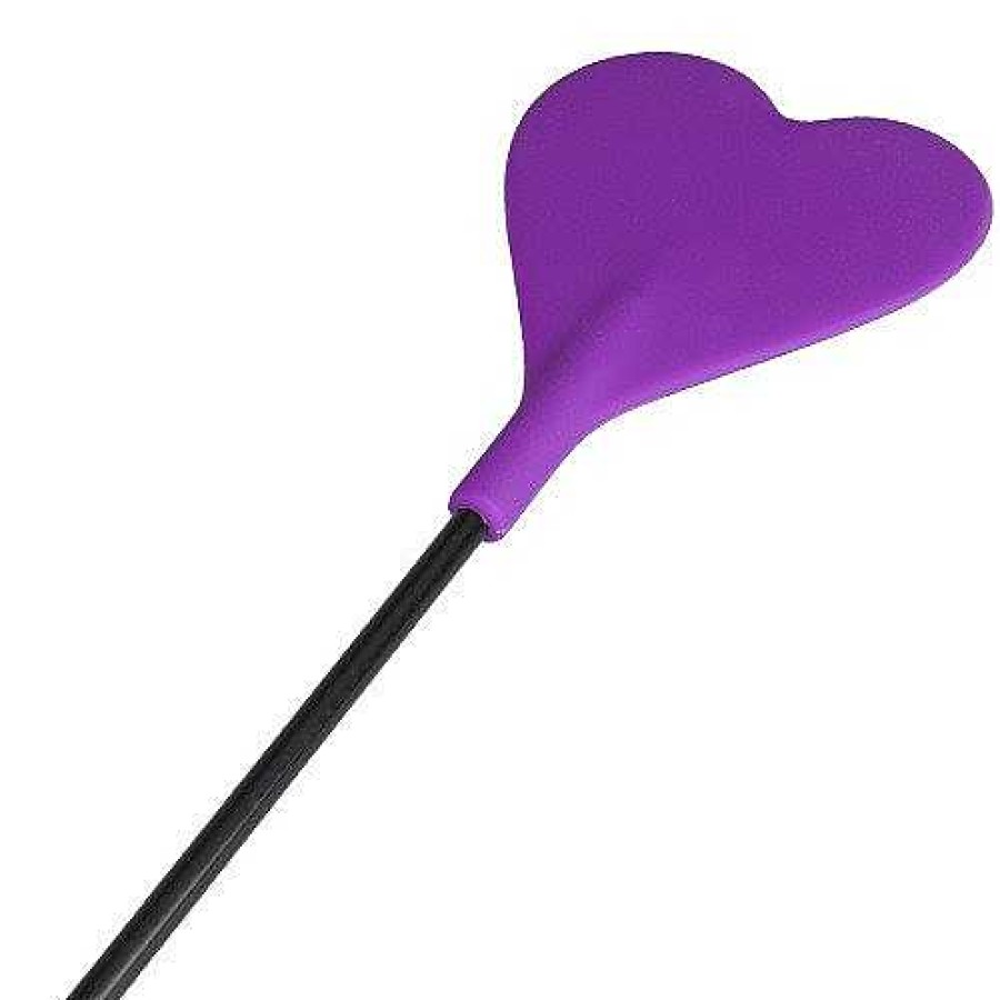 Bondara Bondara Silicone Heart Riding Crop - 19 Inch Purple Floggers, Whips & Ticklers