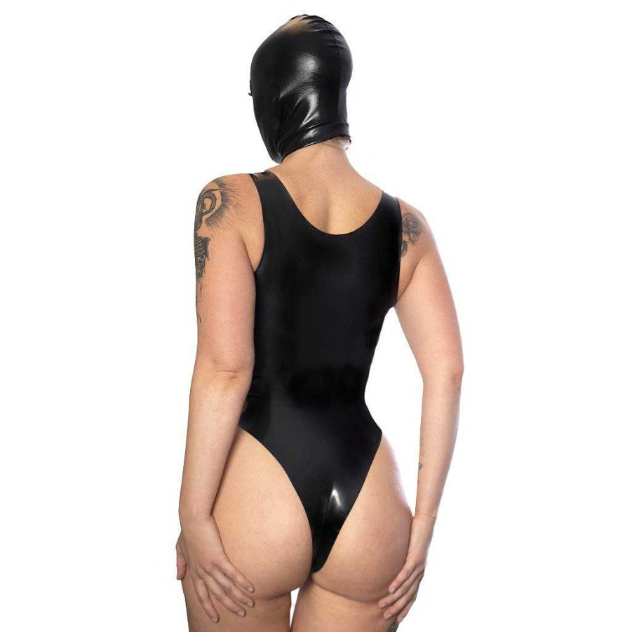 Bondara Siren Bondara Siren Latex Plunge Neck Crotchless Body Black Fetish Clothing