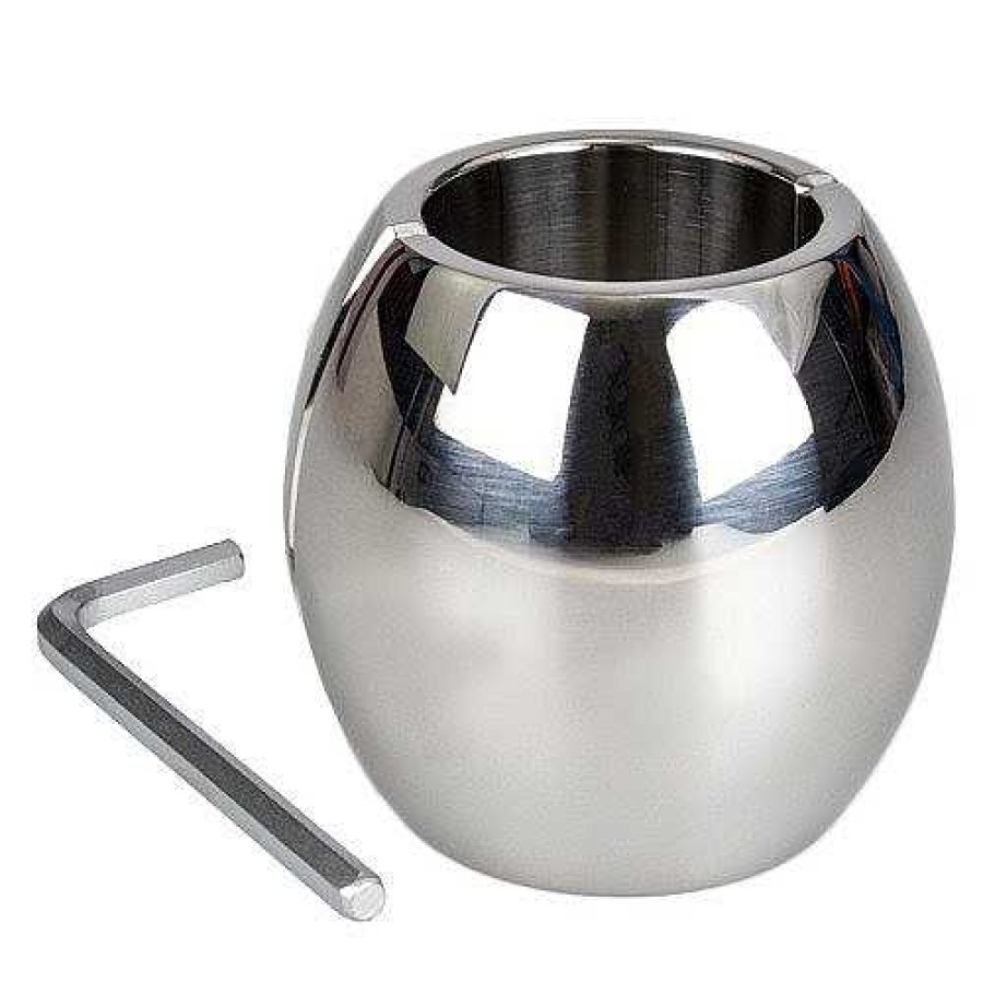 Bondara Hot Hardware Ball Bully Stainless Steel Oval Ball Stretcher - 5.5Cm Silver Cock & Ball Play Toys