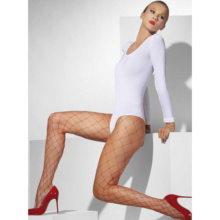 Bondara Flirt Bondara Flirt Fence Net Tights Red Sexy Hosiery