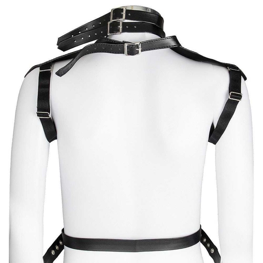 Bondara Bondara Edge Men'S Collar To Chest Harness Black Fetish Clothing