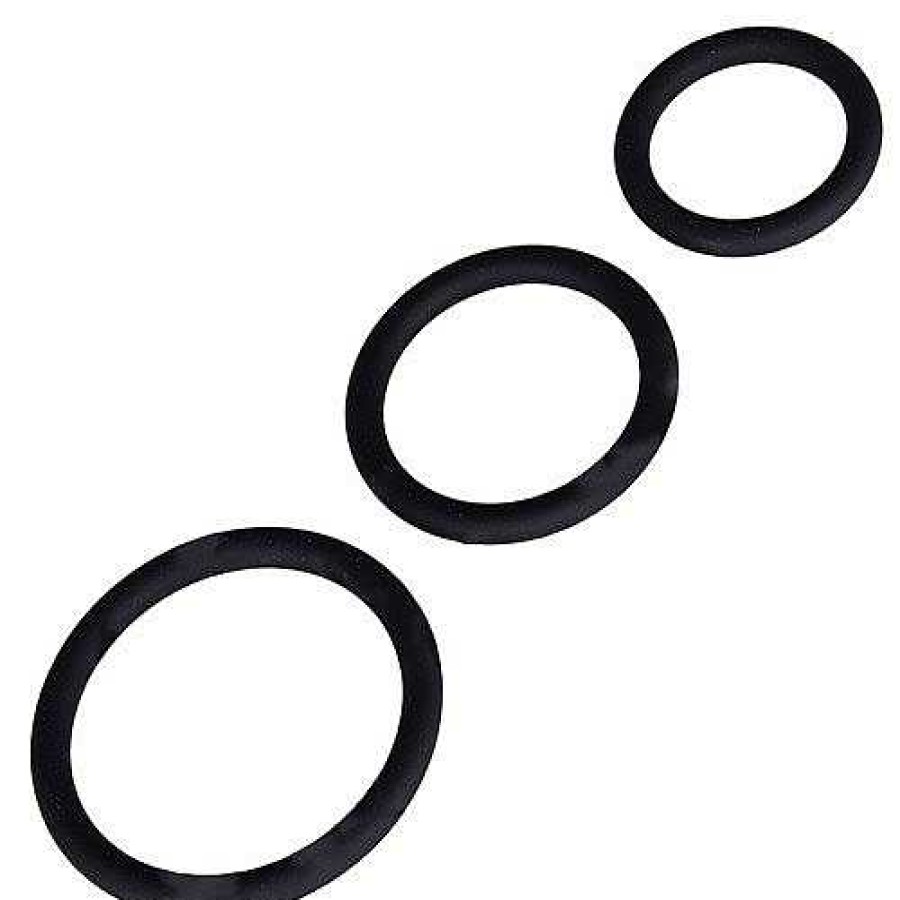 Bondara Bondara Stand To Attention Set Of Three Cock Rings Black Male Sex Toys