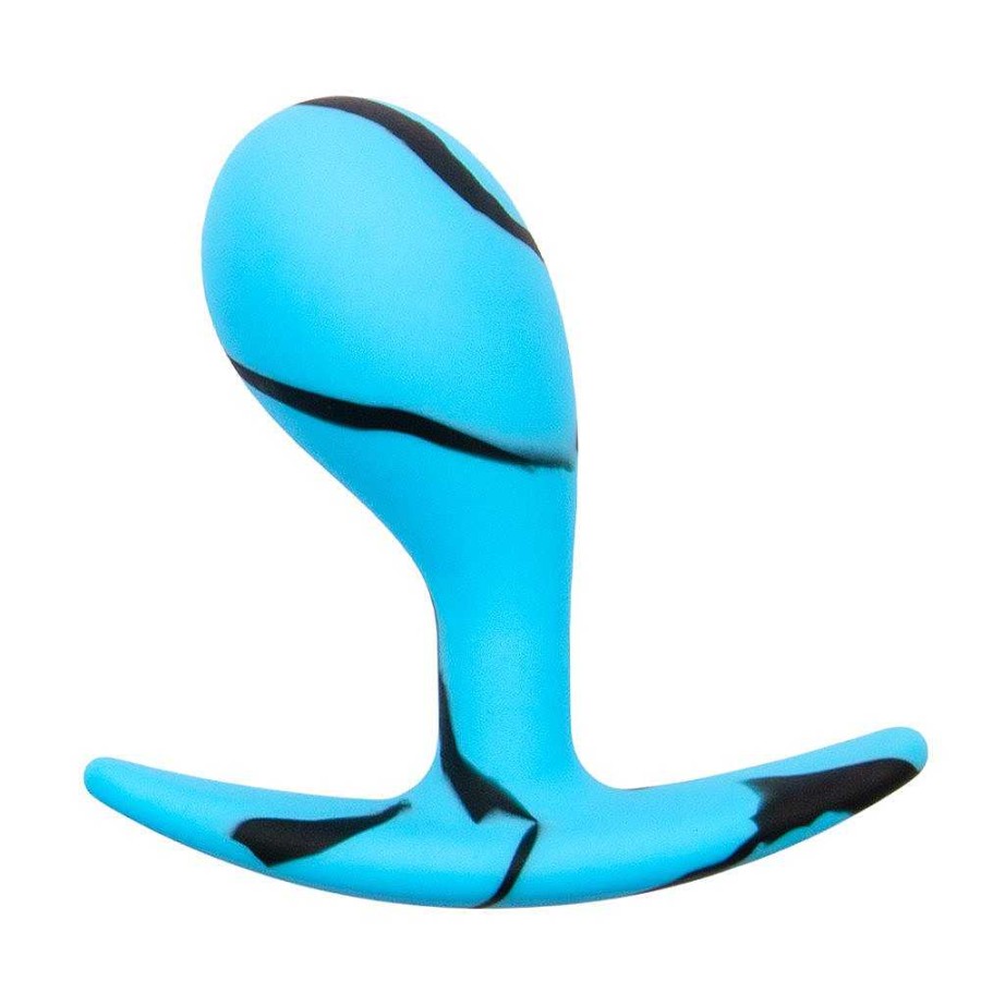 Bondara Mon Amour Blue Marble Silicone P-Spot Plug - 2.2, 2.5 Or 3 Inch Blue And Black Marble Anal Toys