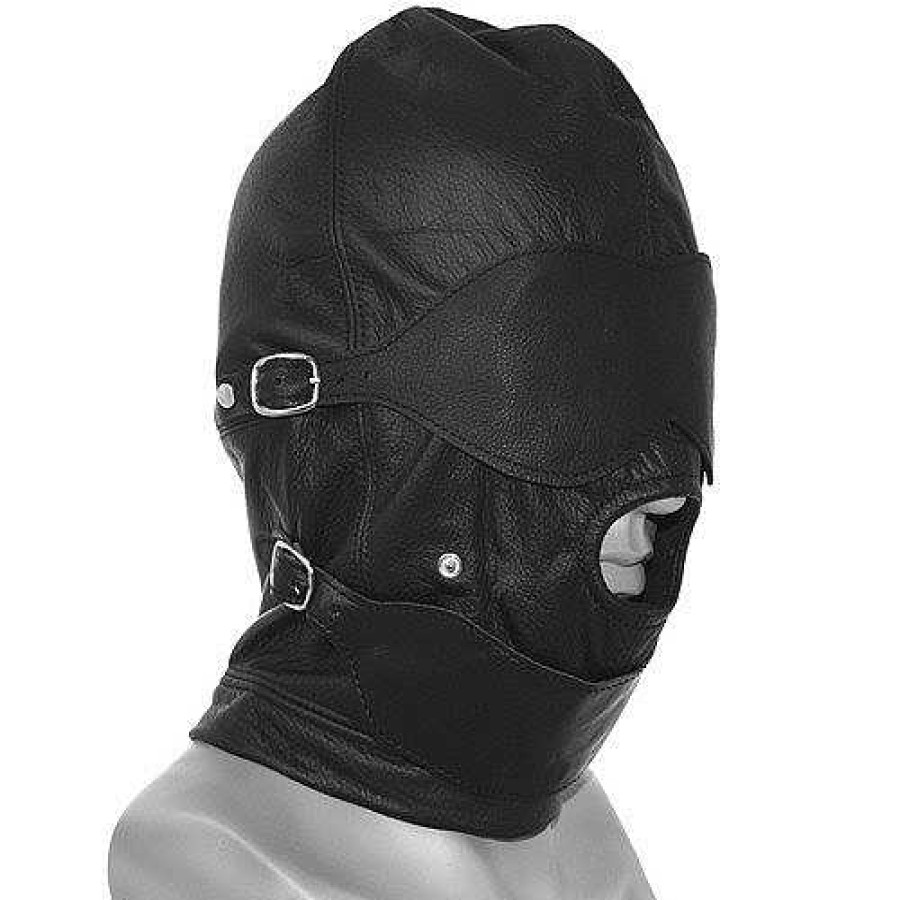 Torment Torment Leather Bondage Hood With Ball Gag Ball Gags & Mouth Gags