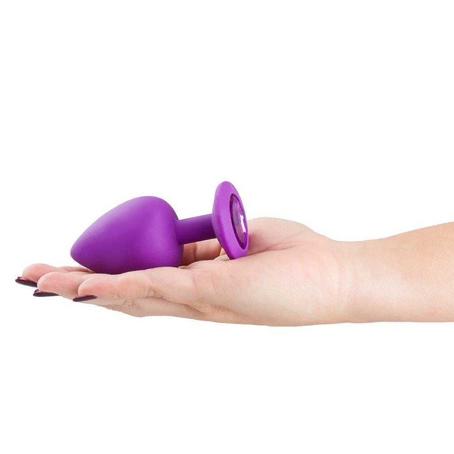 Bondara Bejewelled Purple Silicone Butt Plug - 2.5, 3 Or 3.5 Inch Pink Anal Toys