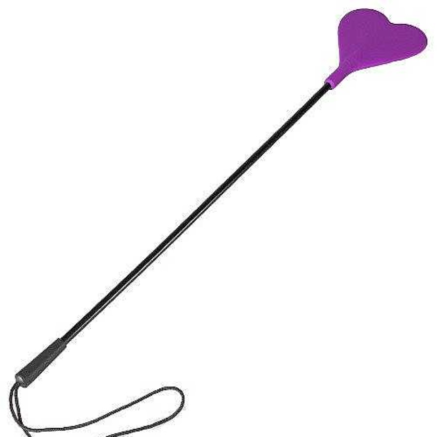 Bondara Bondara Silicone Heart Riding Crop - 19 Inch Purple Floggers, Whips & Ticklers