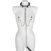 Torment Torment Metal And Leather Collar, Leash & Nipple Clamps Black And Silver Bondage Restraints & Handcuffs