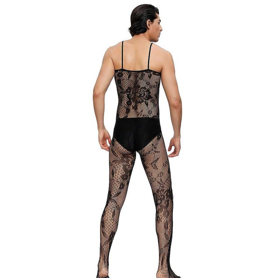 Bondara Man Bondara Man Lace Crotchless Bodystocking Black Sexy Lingerie For Women