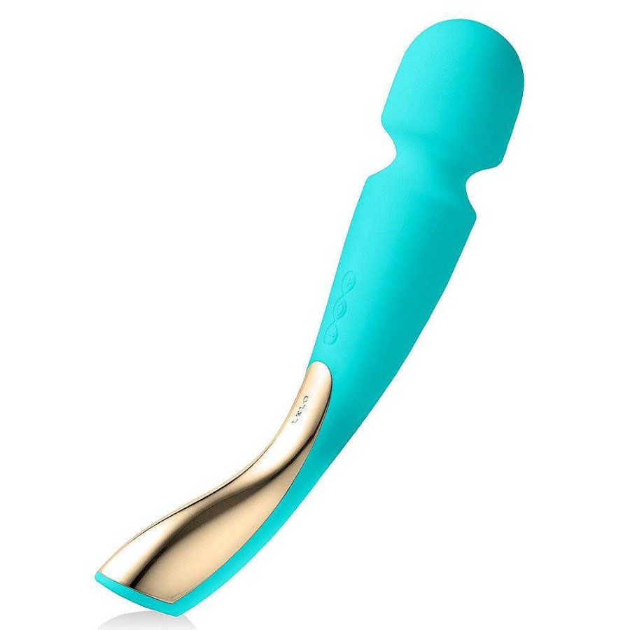 Lelo Lelo Smart Wand 2 Large Blue 10 Function Massage Wand Vibrator Blue And Gold Vibrators