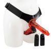 Bondara Bondara Two-Timer Red Remote Vibrating Double Strap-On - 7 Inch Red & Black Strap-Ons