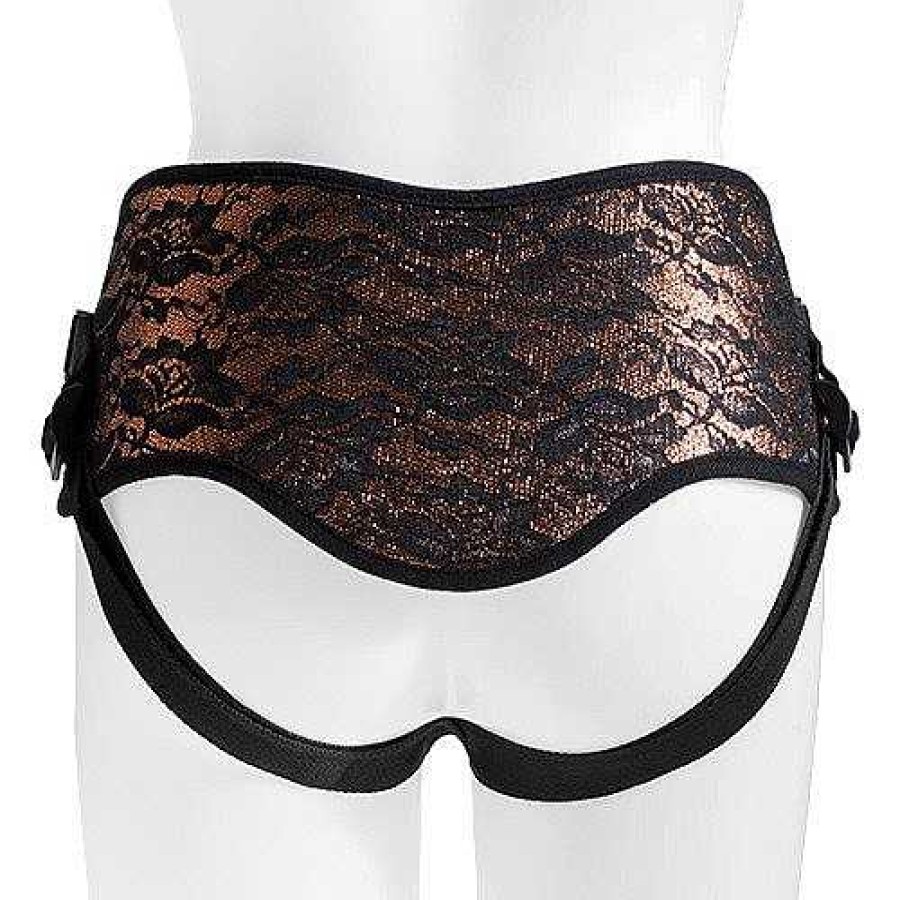 Bondara Boutique Bondara Amber Lace Luxury Strap-On Harness Black And Gold Strap-Ons