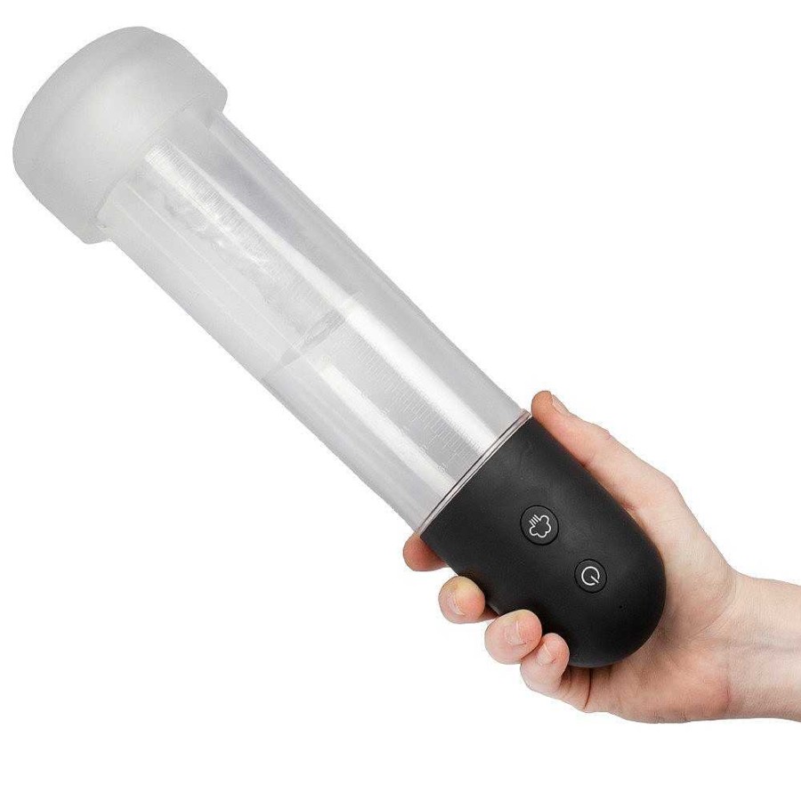 Bondara Bondara Automatic Pump Clear Sleeve Masturbator Black & Clear Male Sex Toys