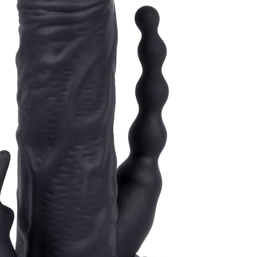 Bondara Bondara 10 Function Remote Thrusting Triple Vibe Dildo - 8.6 Inch Black Vibrators