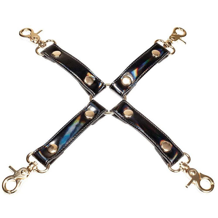 Luxe Bondara Luxe Pleasure Prism Pu Hogtie Connector Irridescent Black & Gold Bondage Restraints & Handcuffs